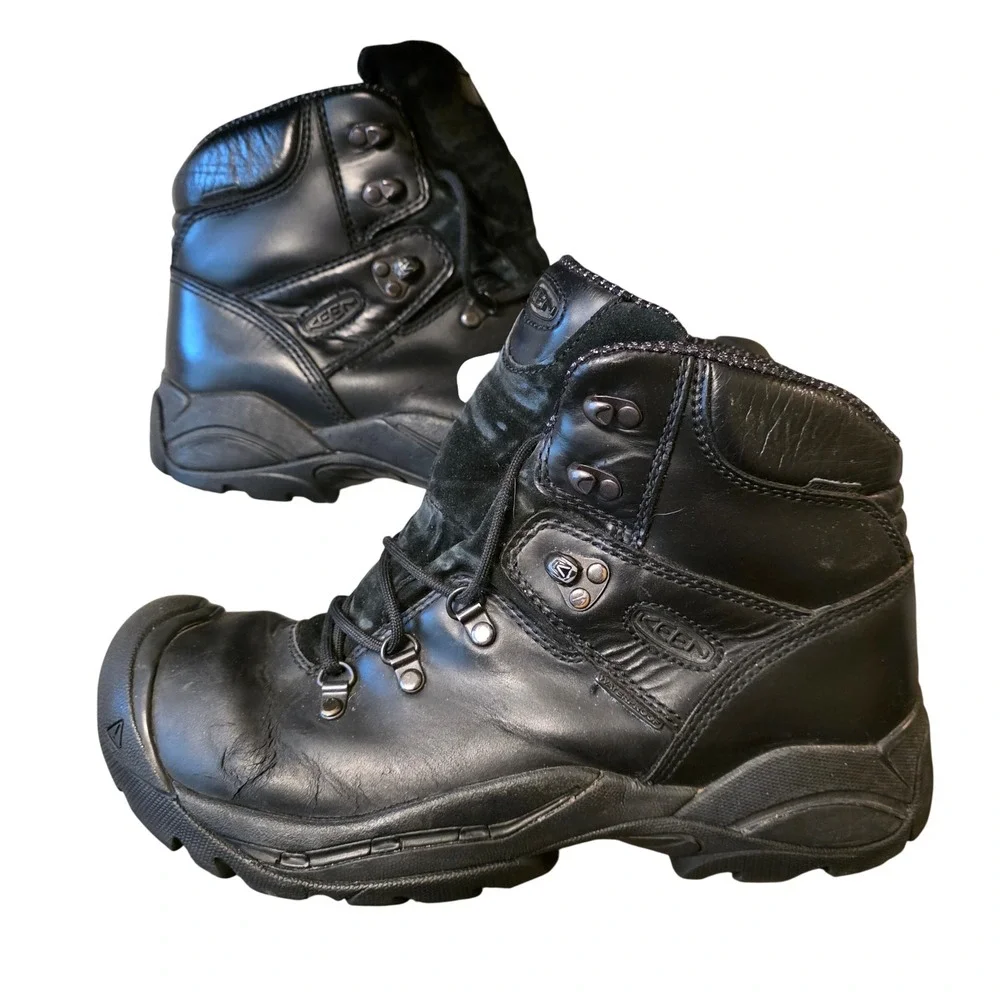 Keen Waterproof Black Leather Hiking Boots Mens 12 Lace Up‎ Mid Top GDC 0511